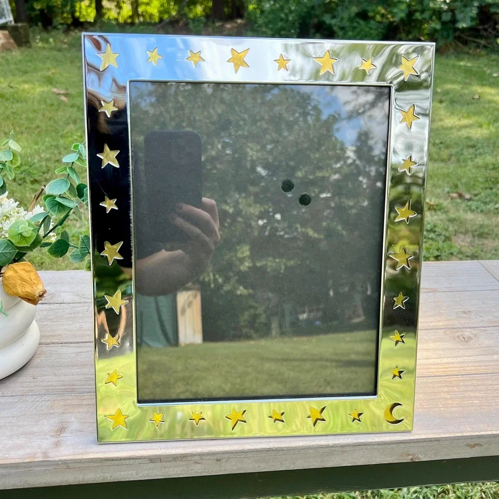 Celestial Star and Moon Silver and Glass Picture Frame | 8x10